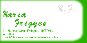 maria frigyes business card